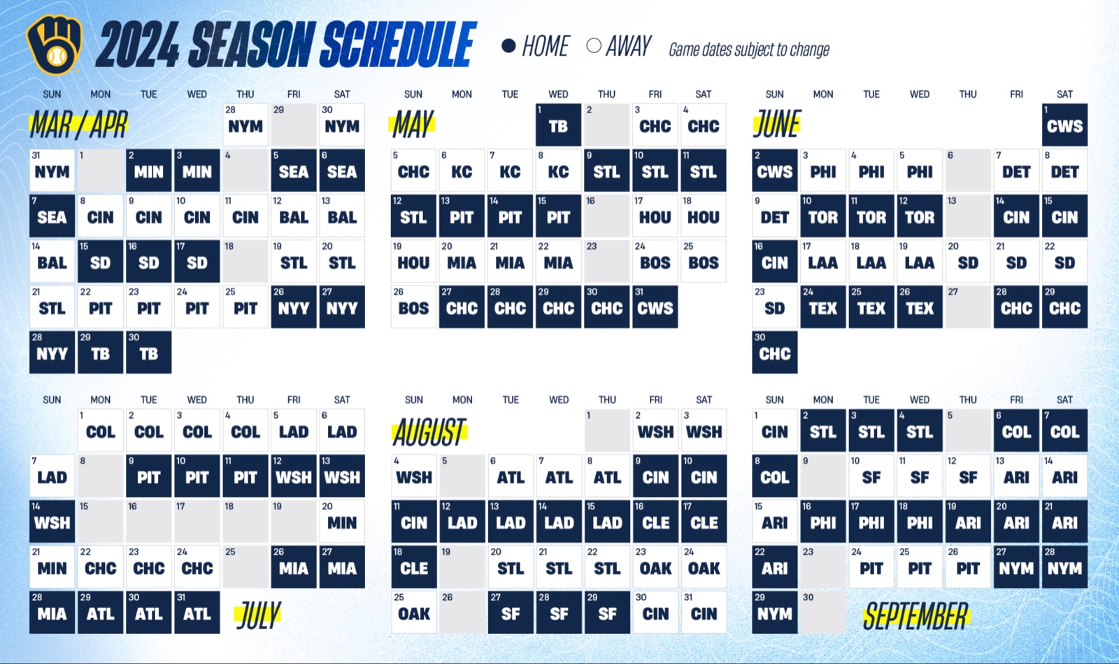 Brewers Preseason Schedule 2024 Printable Pdf Pam Lavina