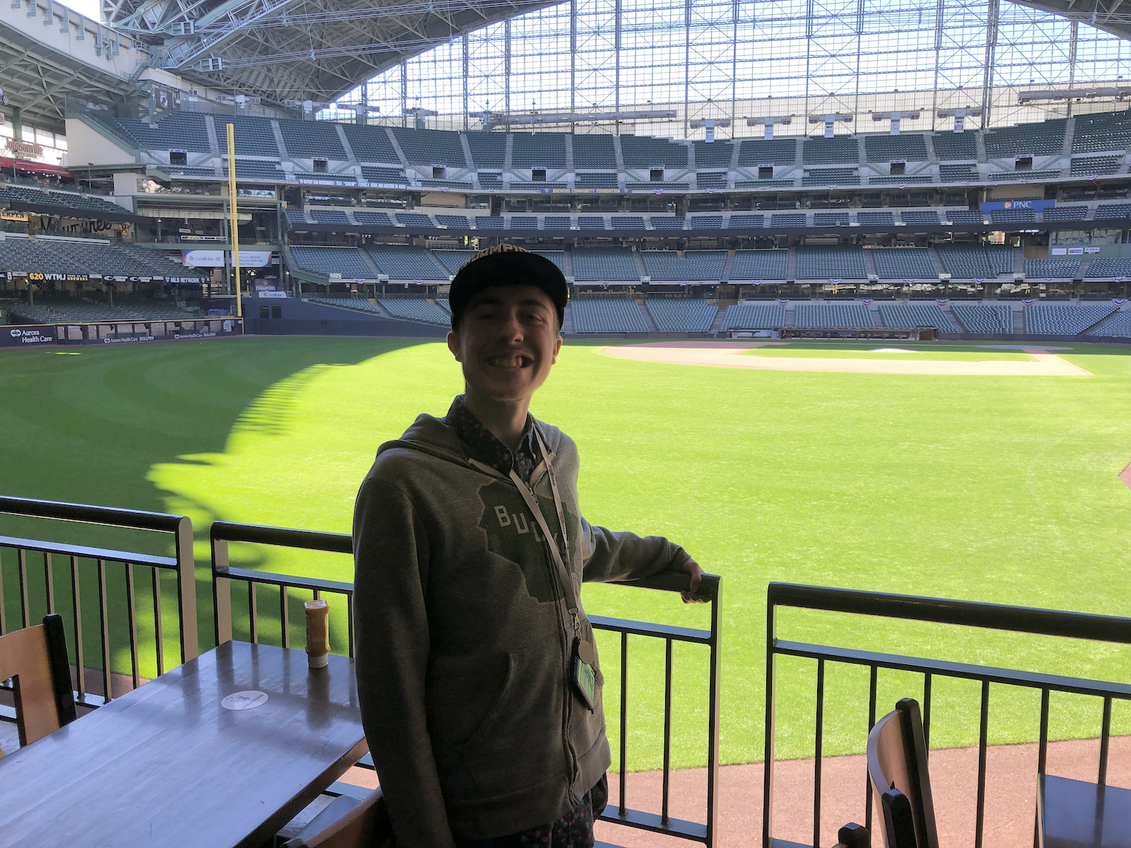 Dominic overlooking baseball field