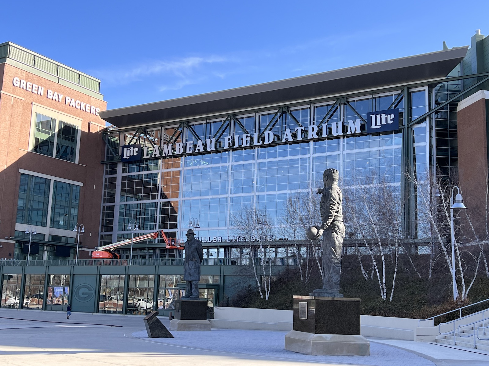 Lambeau Atrium and statues