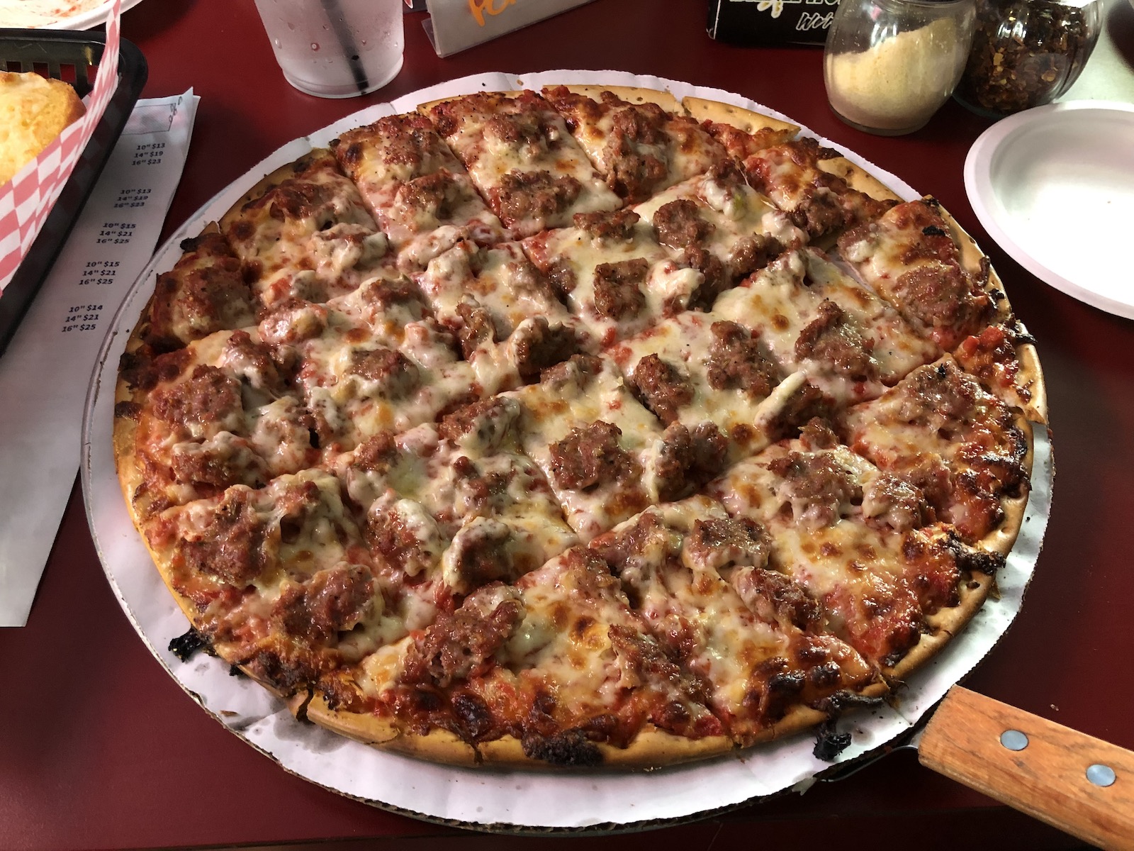 Cheese and sausage pizza