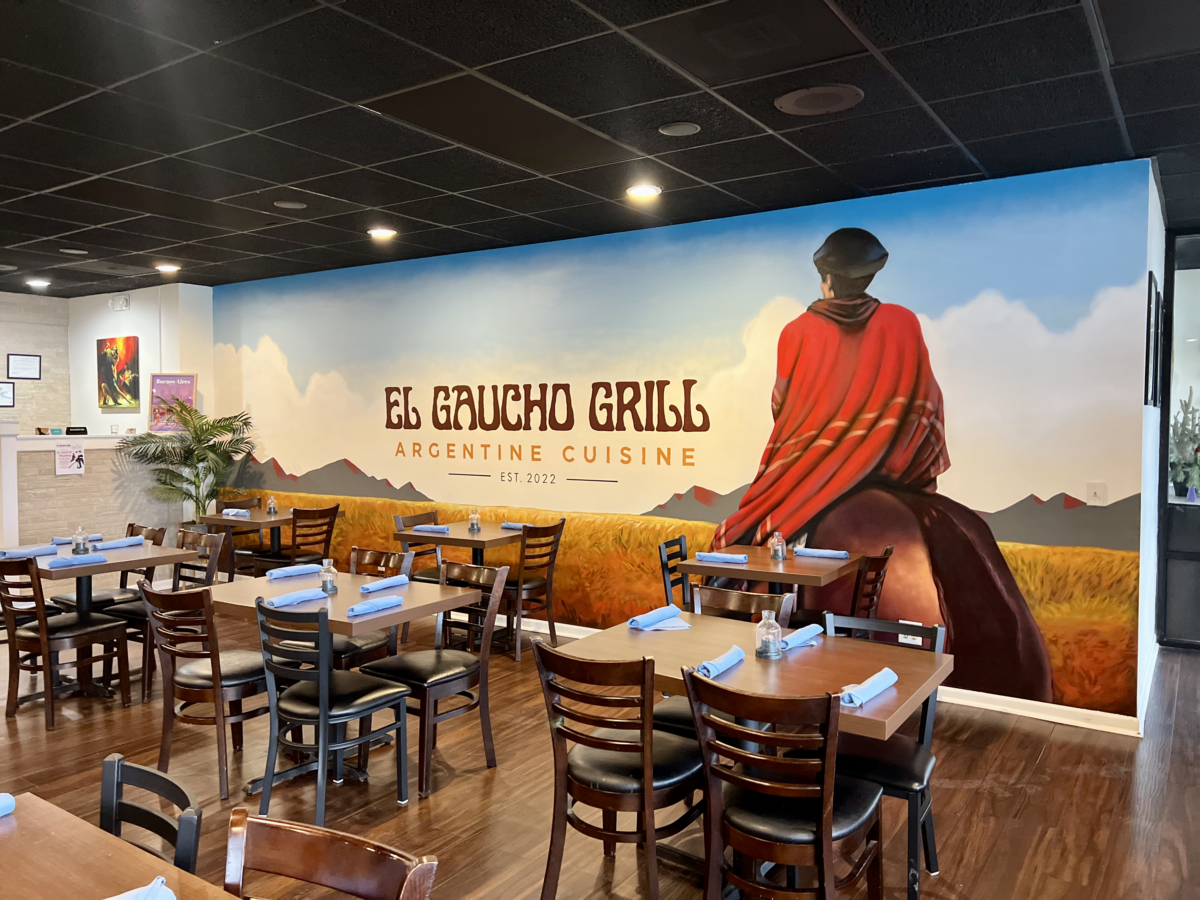 Dining room and mural