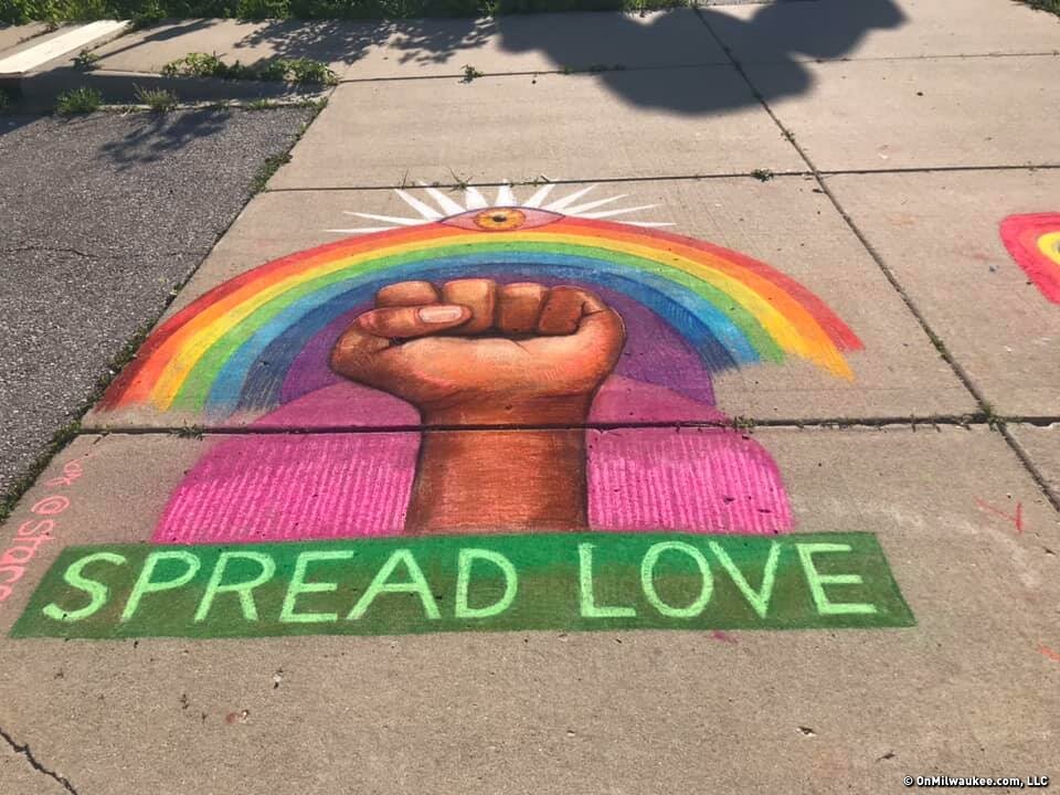 Chalk drawings from Pride Week