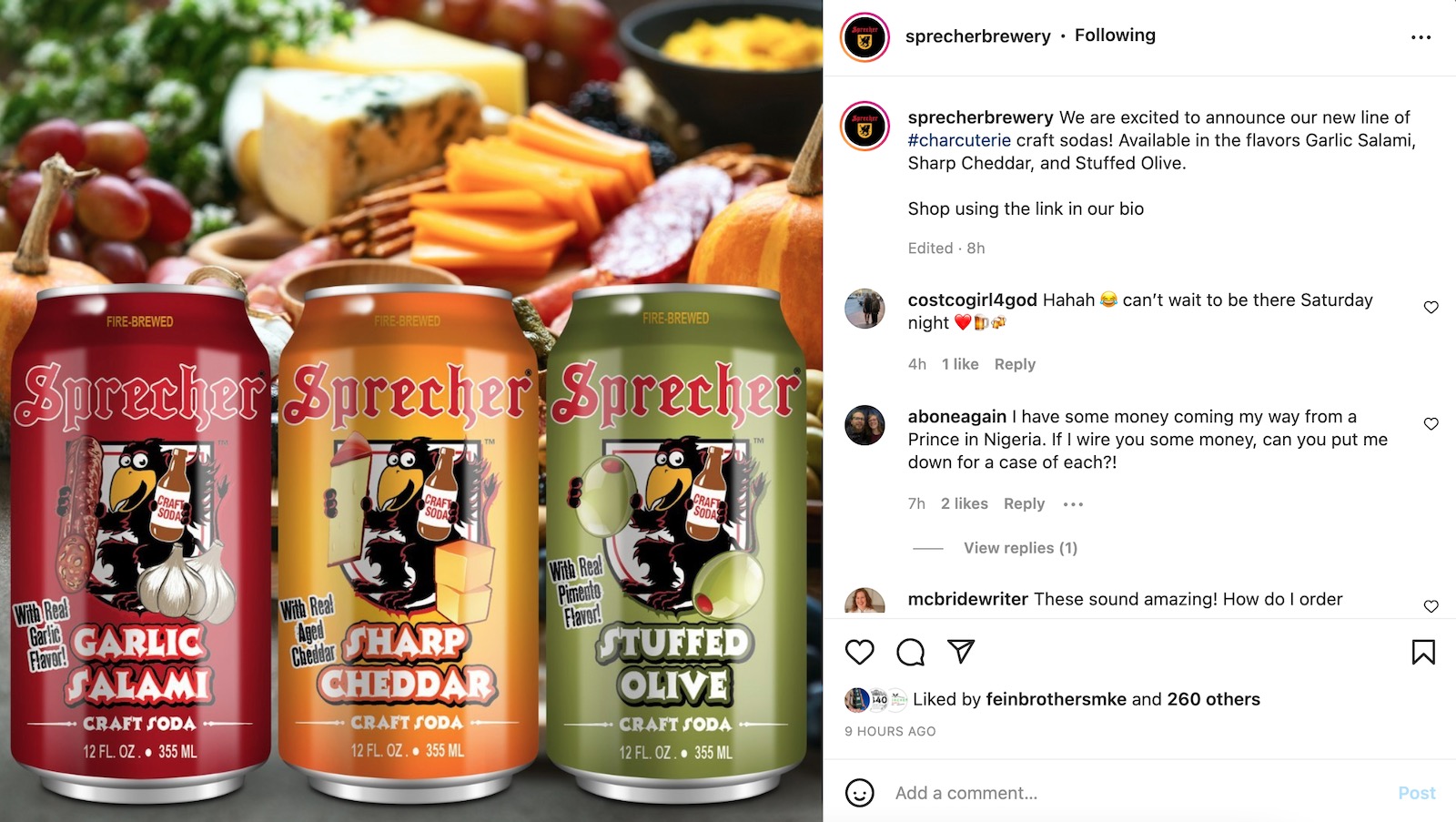 Sprecher charcuterie sodas