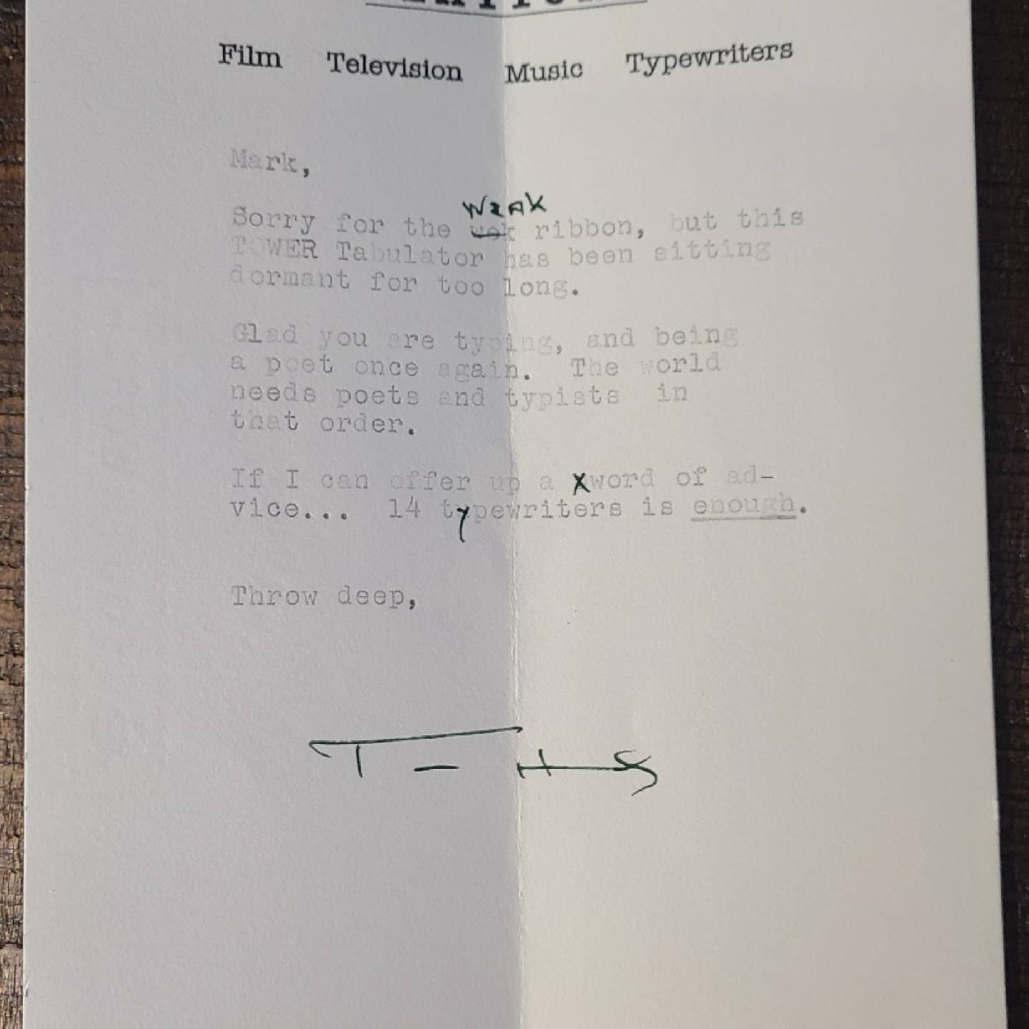 tom hanks typed letter