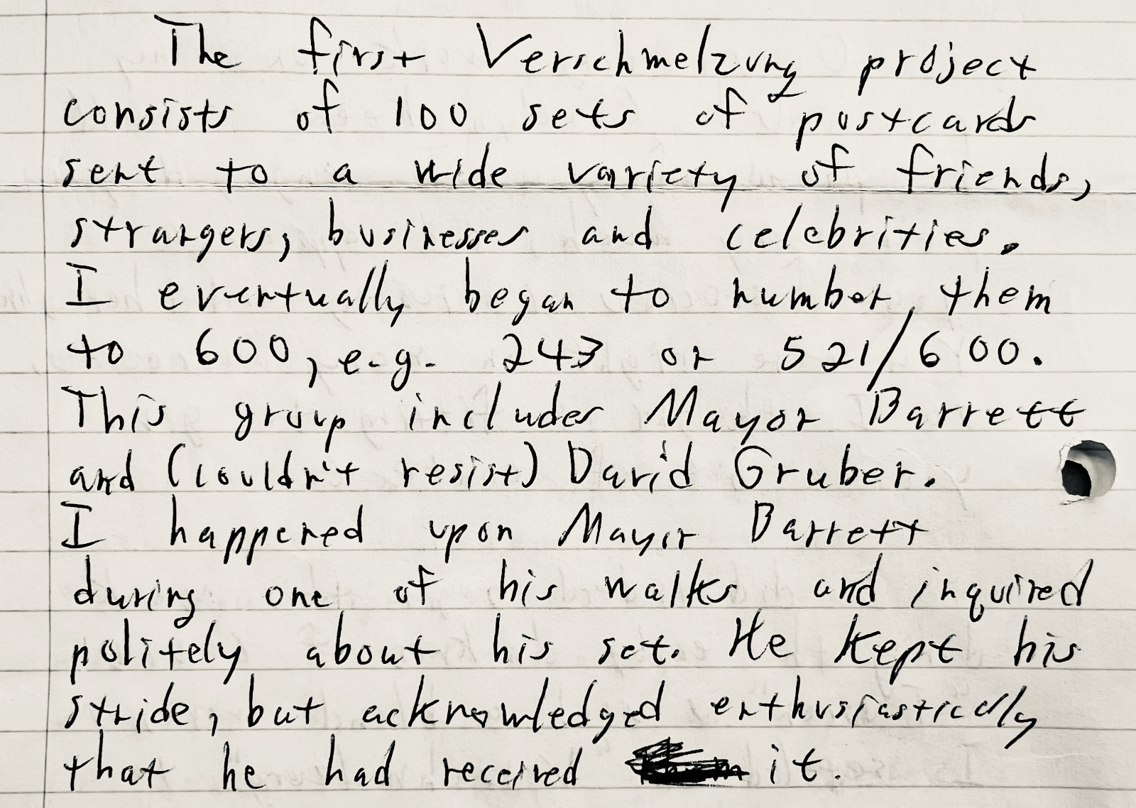 Excerpt of letter