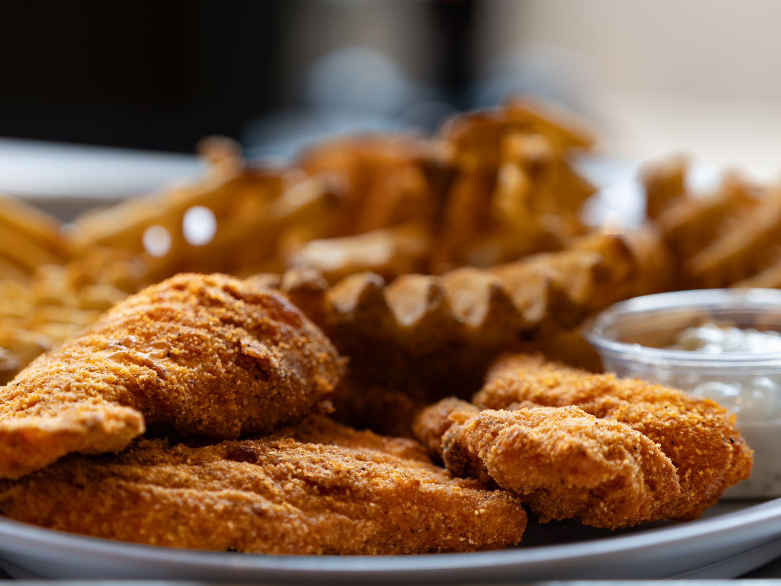 Catfish and waffle fries