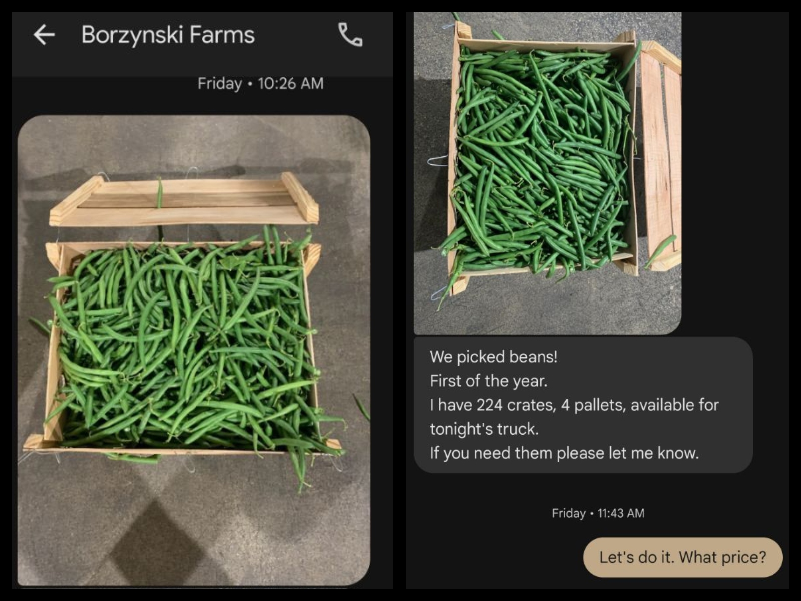 Text from Borzynski Farms