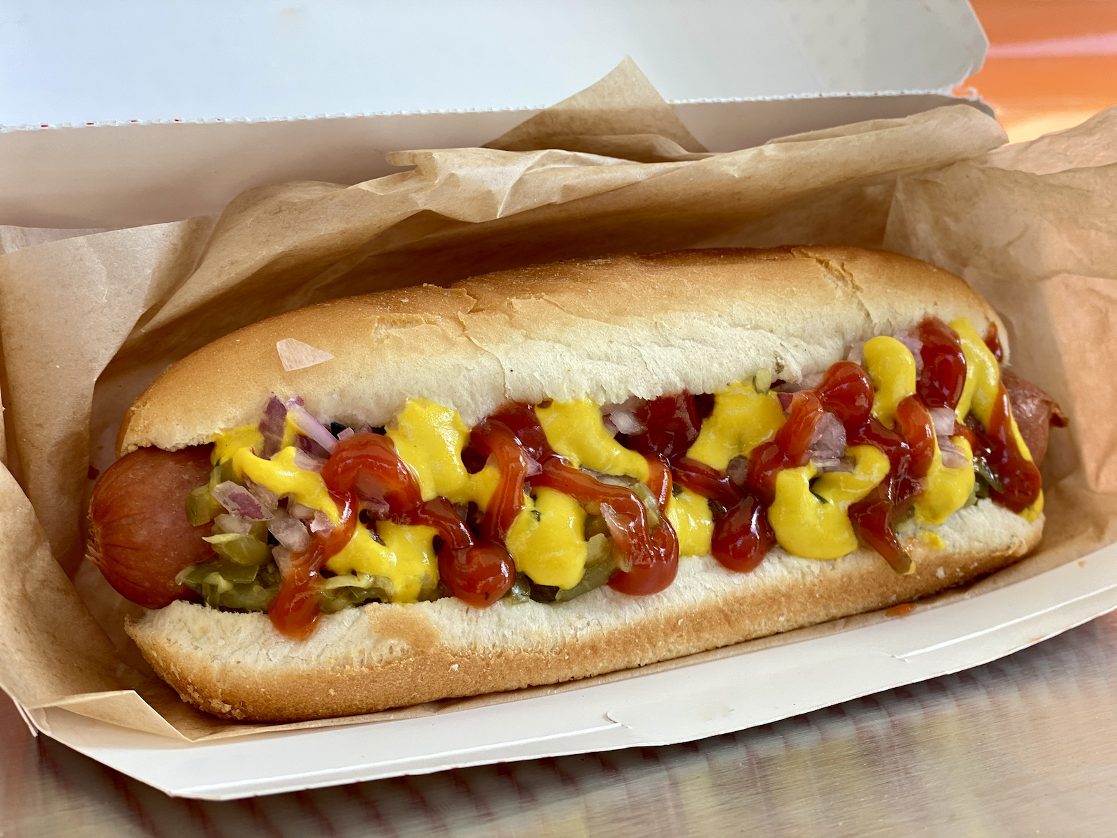 Classic hot dog at Riley's Good Dogs