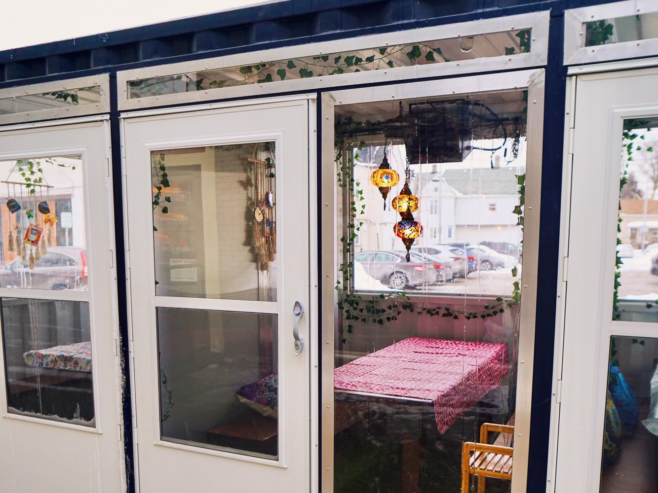 Peek through the door on the dining car