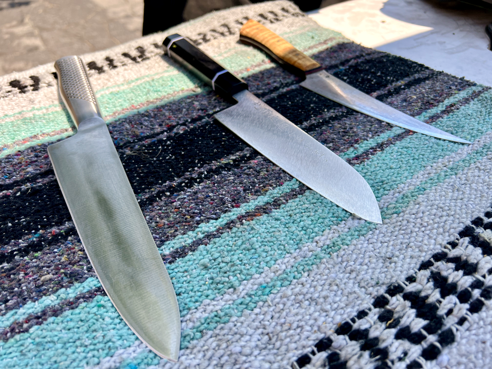 Chefs' knives waiting to be sharpened