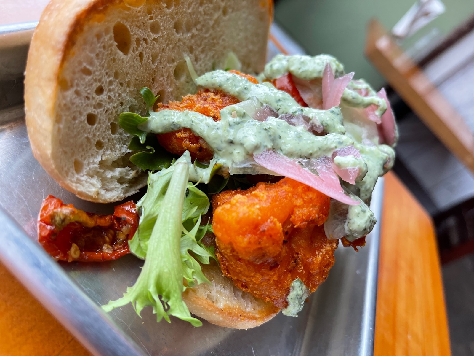 Fried cauliflower po'boy