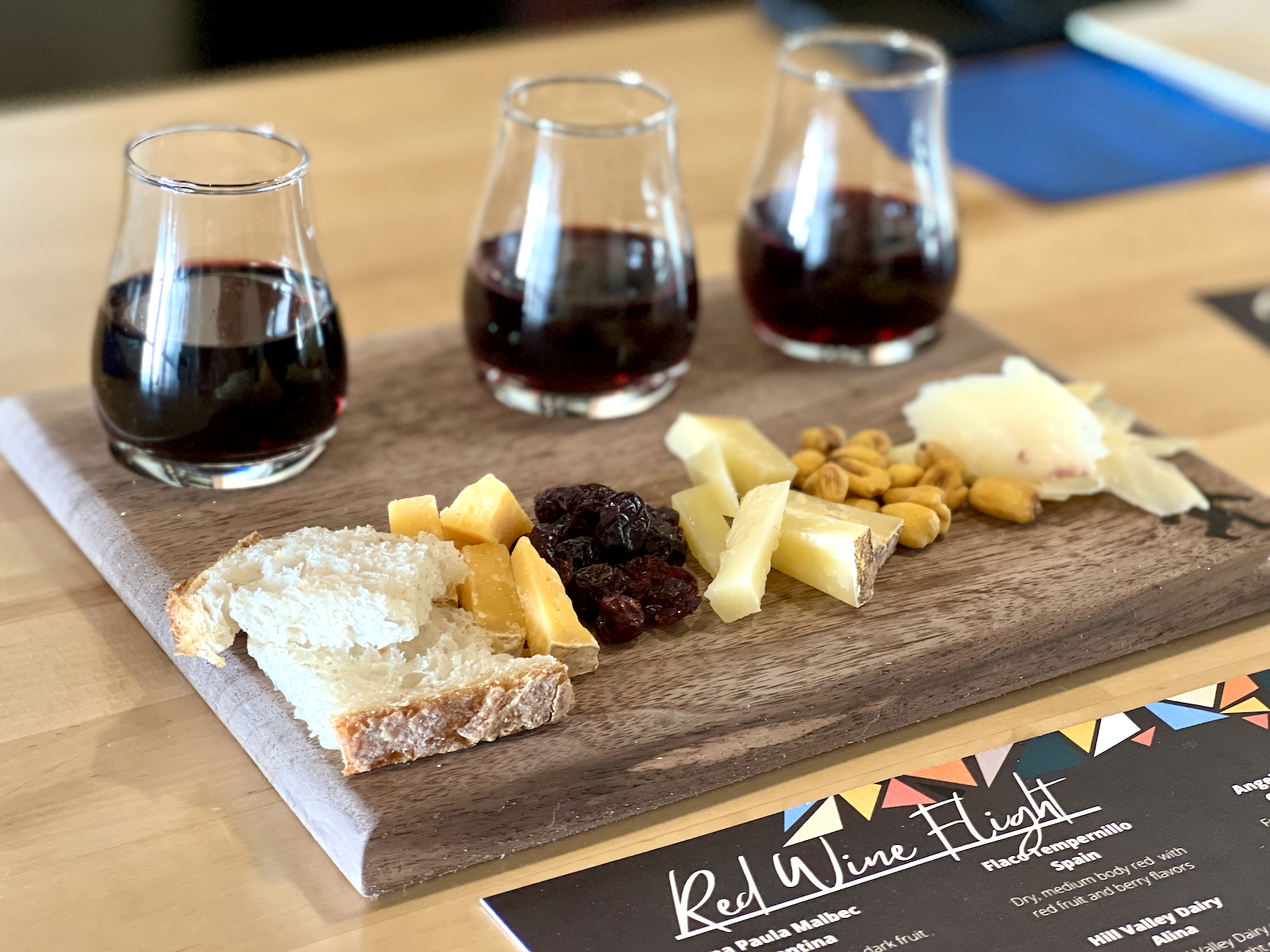 Cheese and wine flight