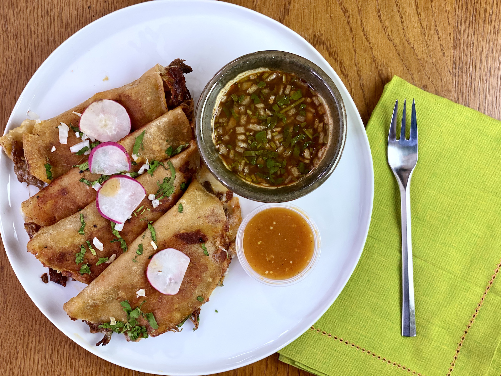 birria tacos with consomme