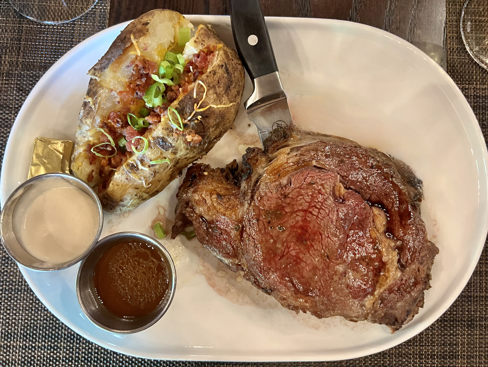 Prime Rib with loaded baked potato