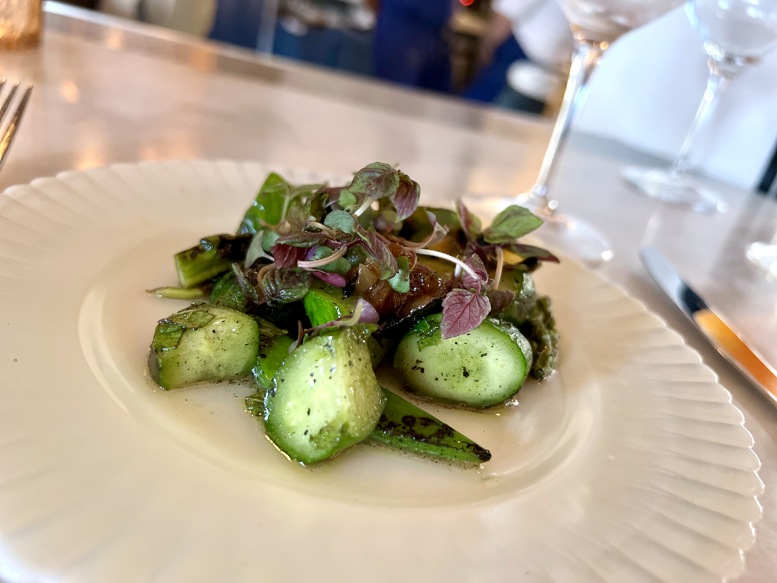 Charred spring vegetables