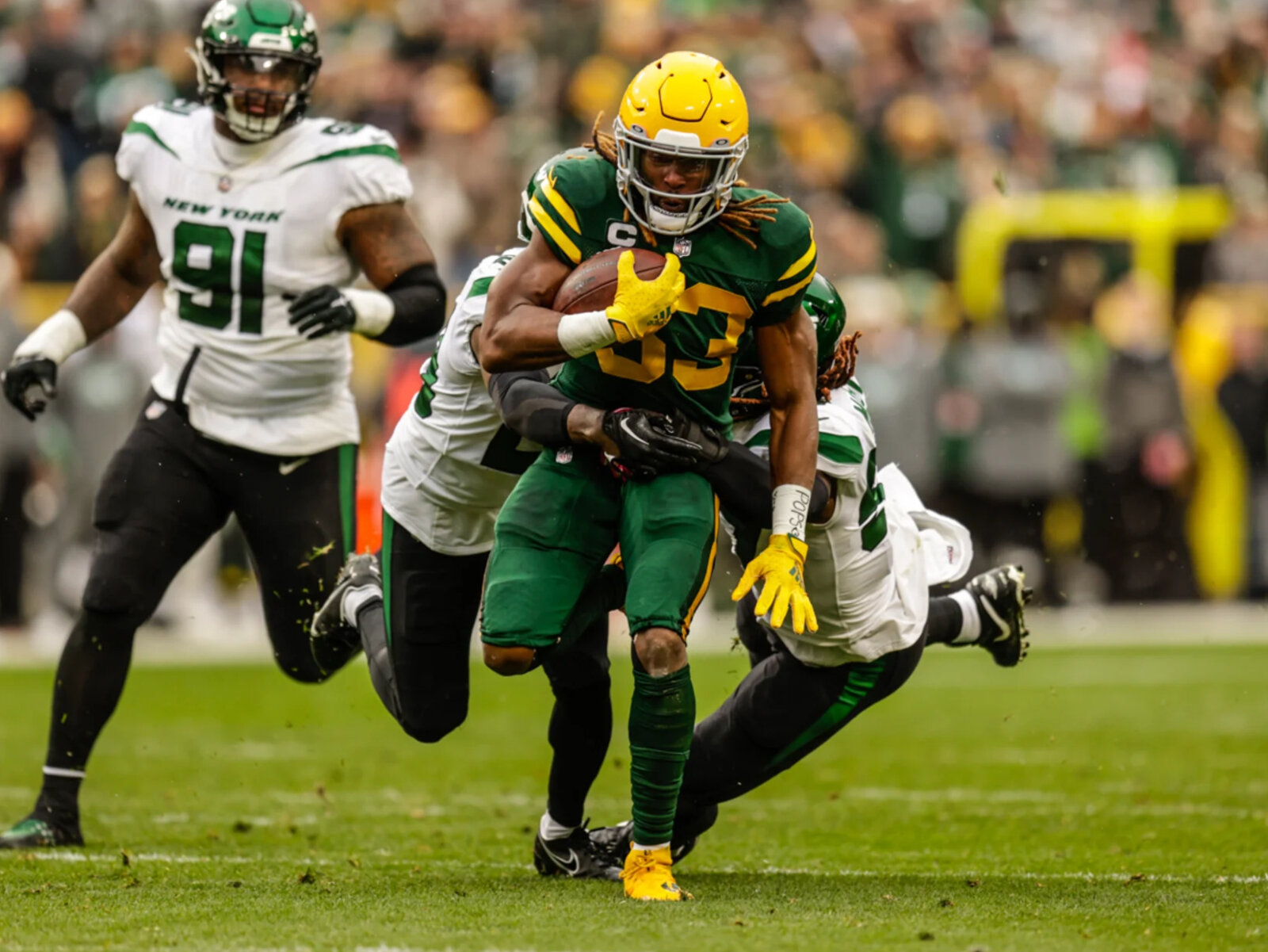 Jets' Sauce Gardner wears cheesehead at Lambeau after Packers upset; Where  he got it, how things almost went wrong 