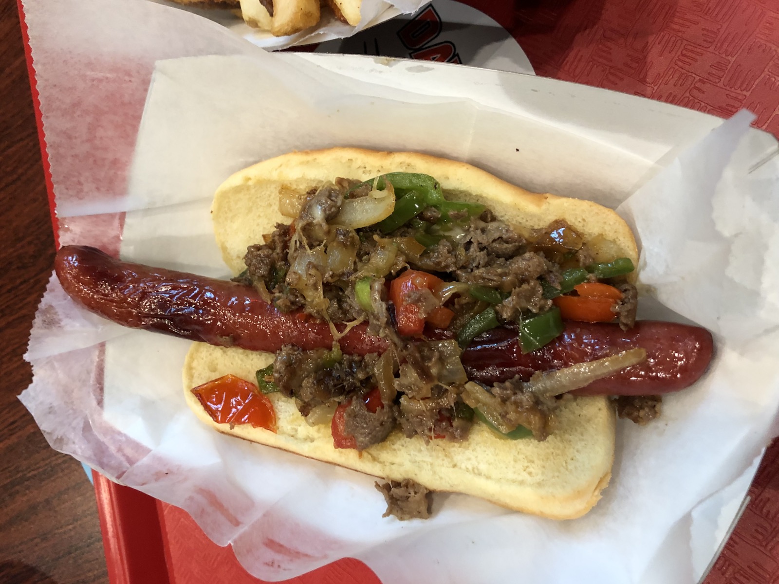 Philly cheesesteak dog