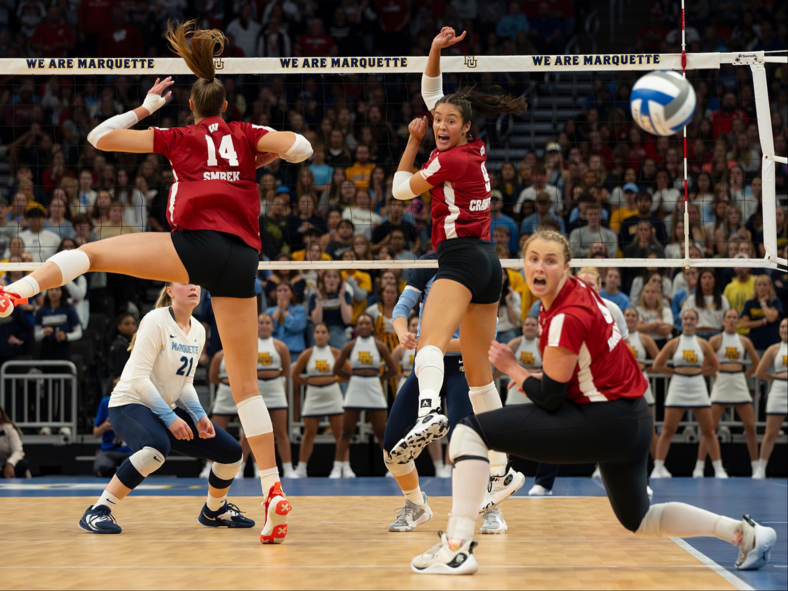 Marquette versus Wisconsin in volleyball