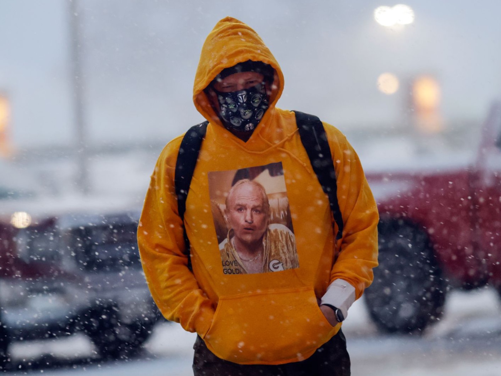 Goldmember sweater in snow