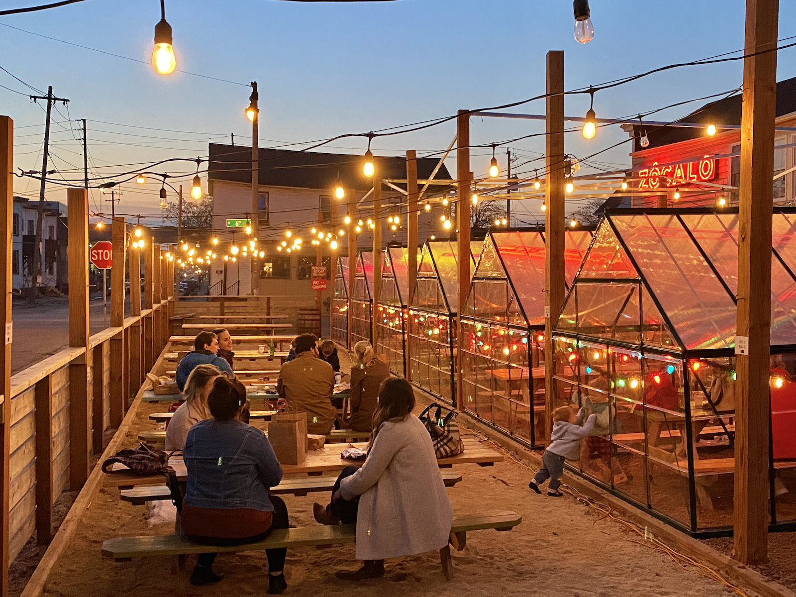 Zocalo Food Park at dusk