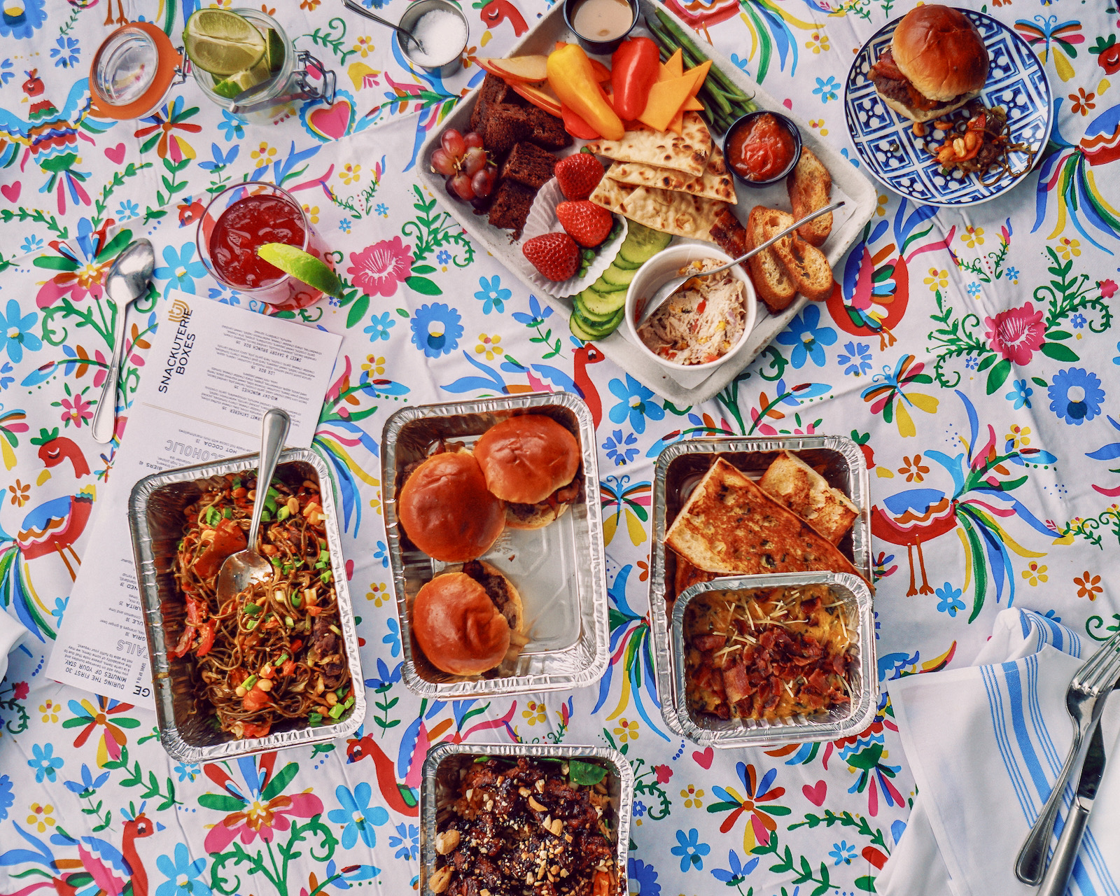 Food spread out on table