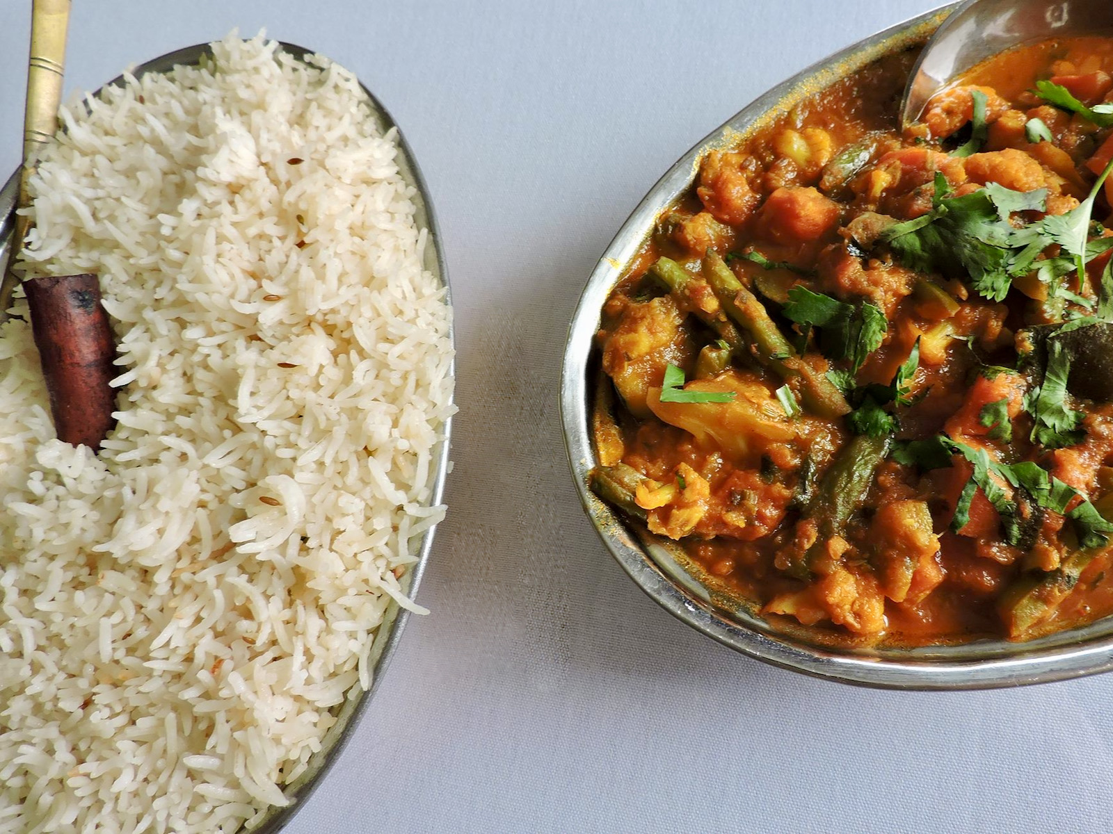 Indian dish and rice at India Garden