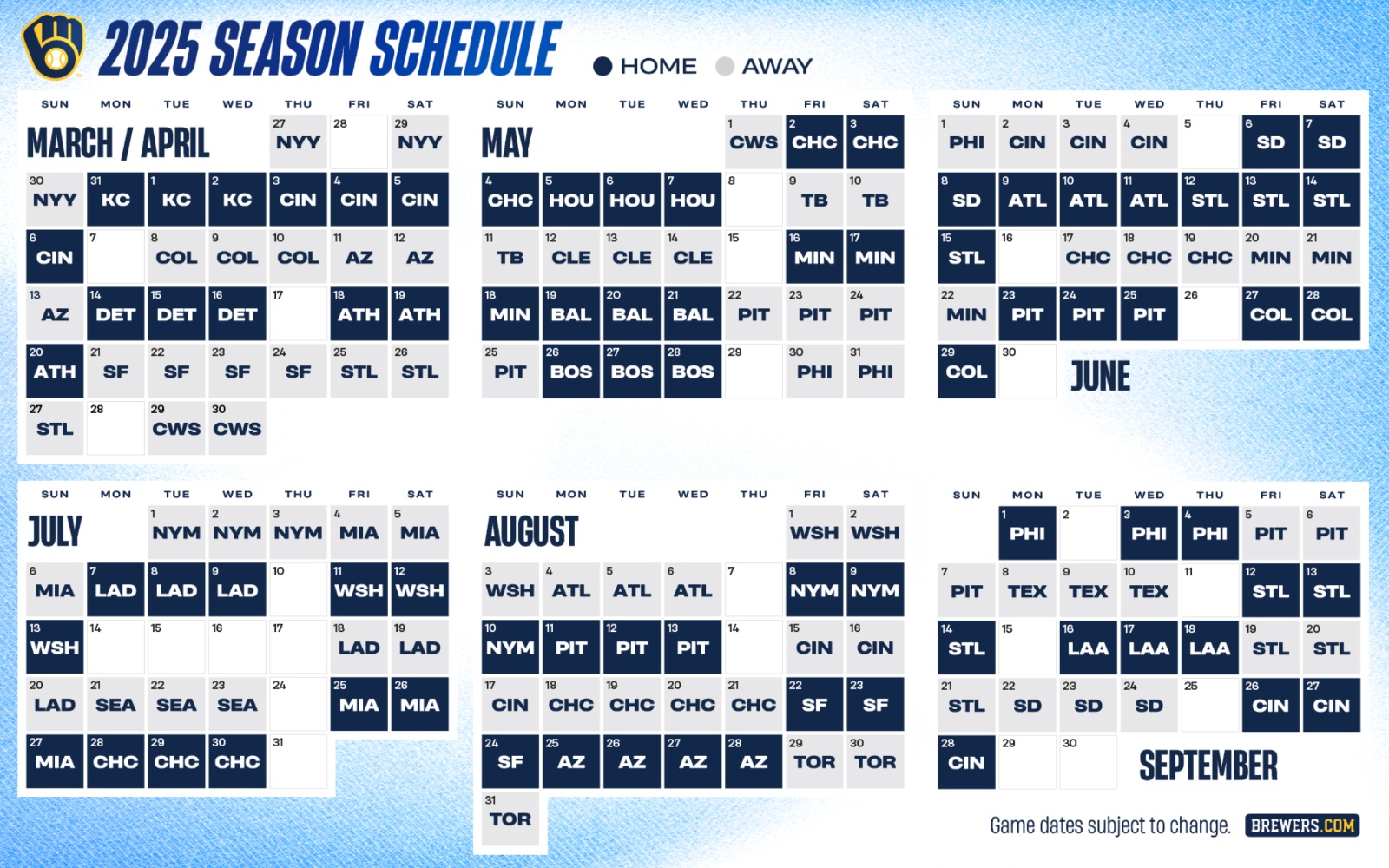 Brewers 2025 schedule