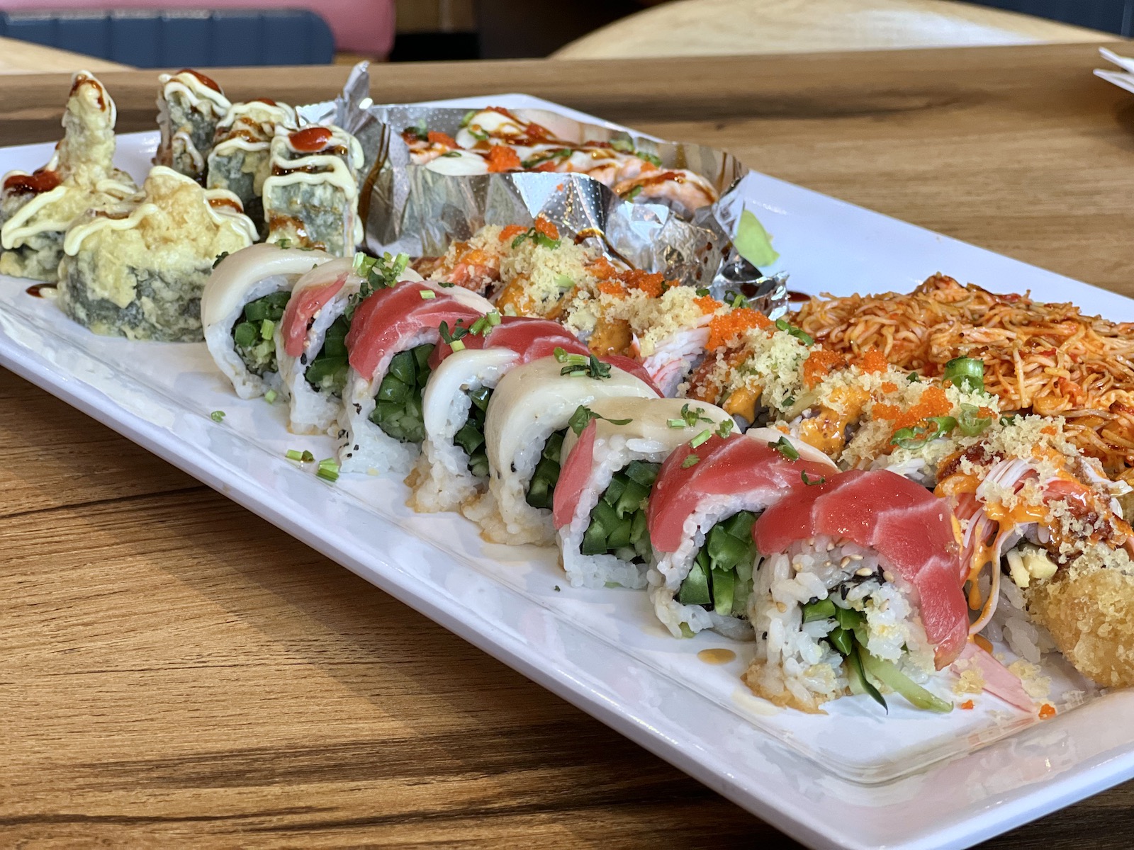 Maki with raw seafood