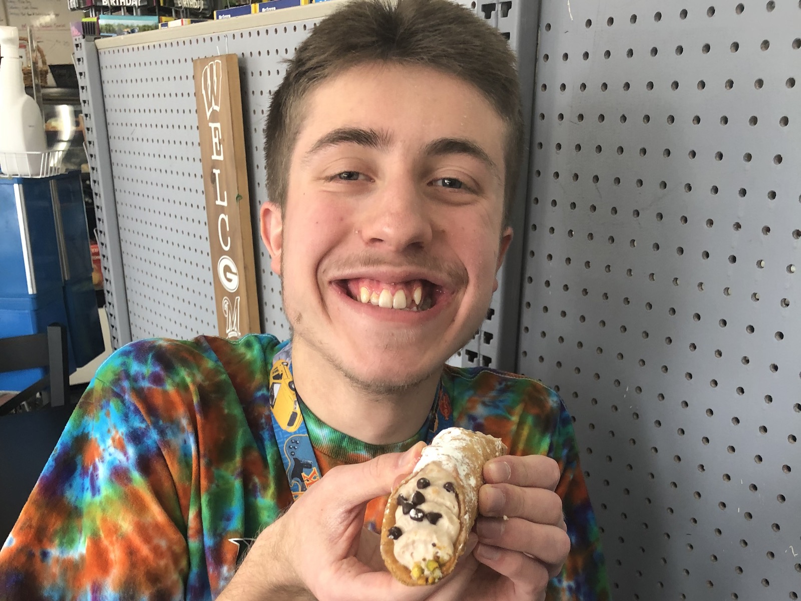 Dominic with his cannoli