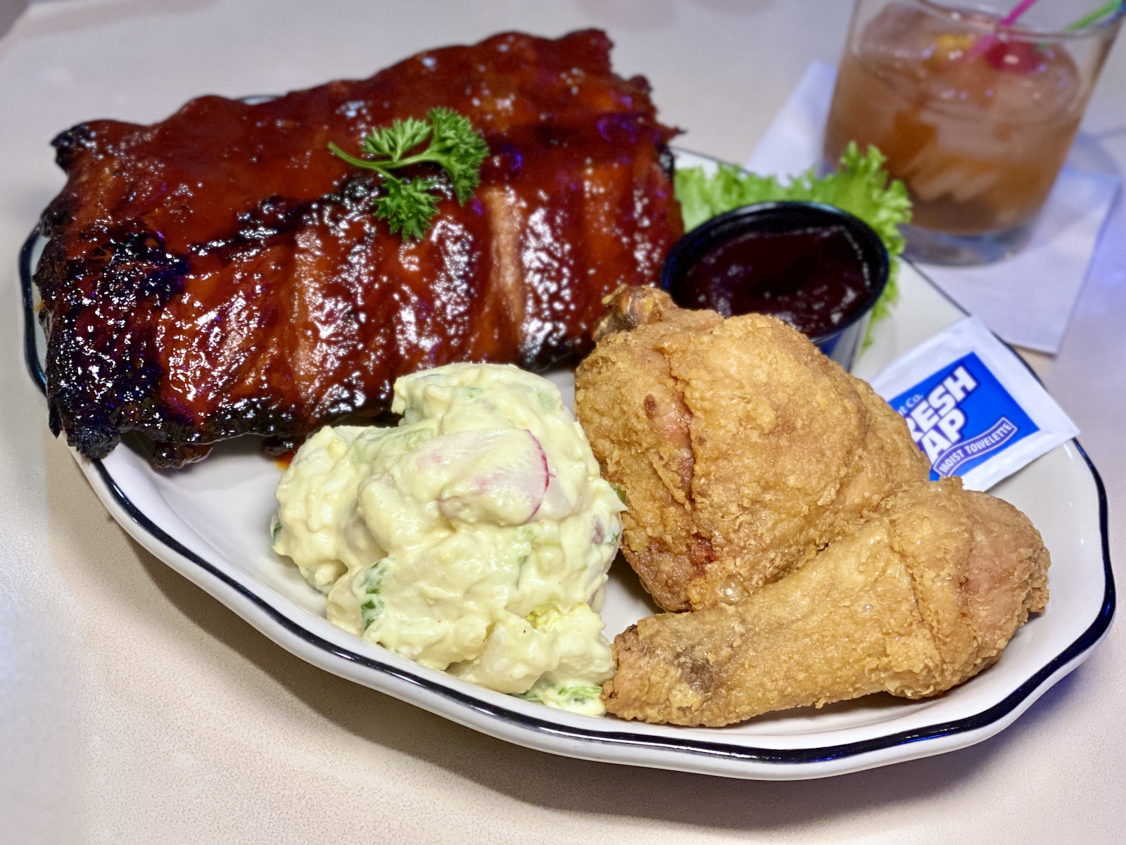 Ribs and broasted chicken