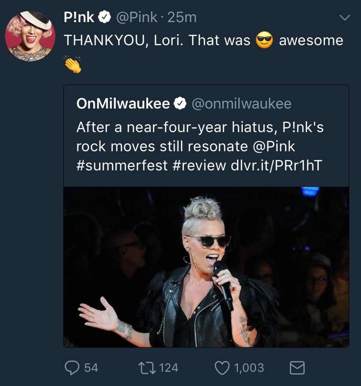 P!nk tweet