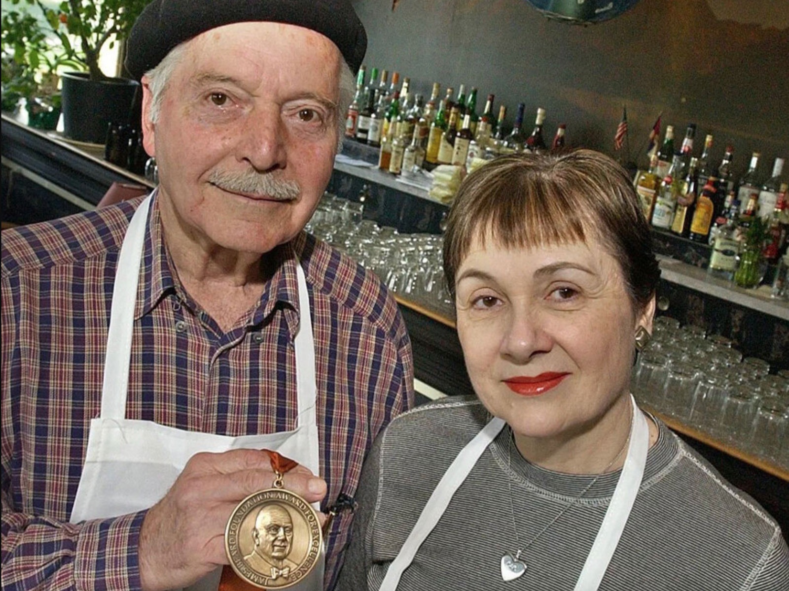 Branko and Patricia Radicevic with James Beard Foundation medal