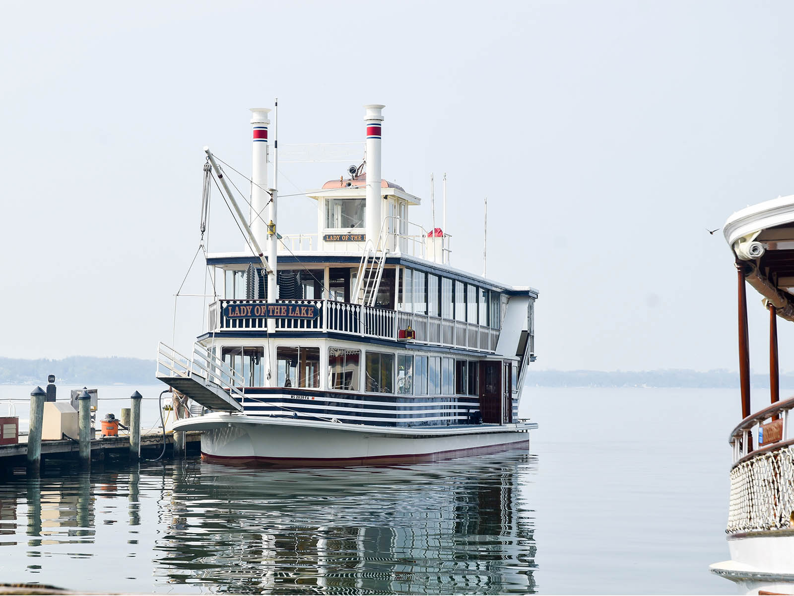 Current Lady of the Lake at the Riviera Docks in downtown Lake Geneva.