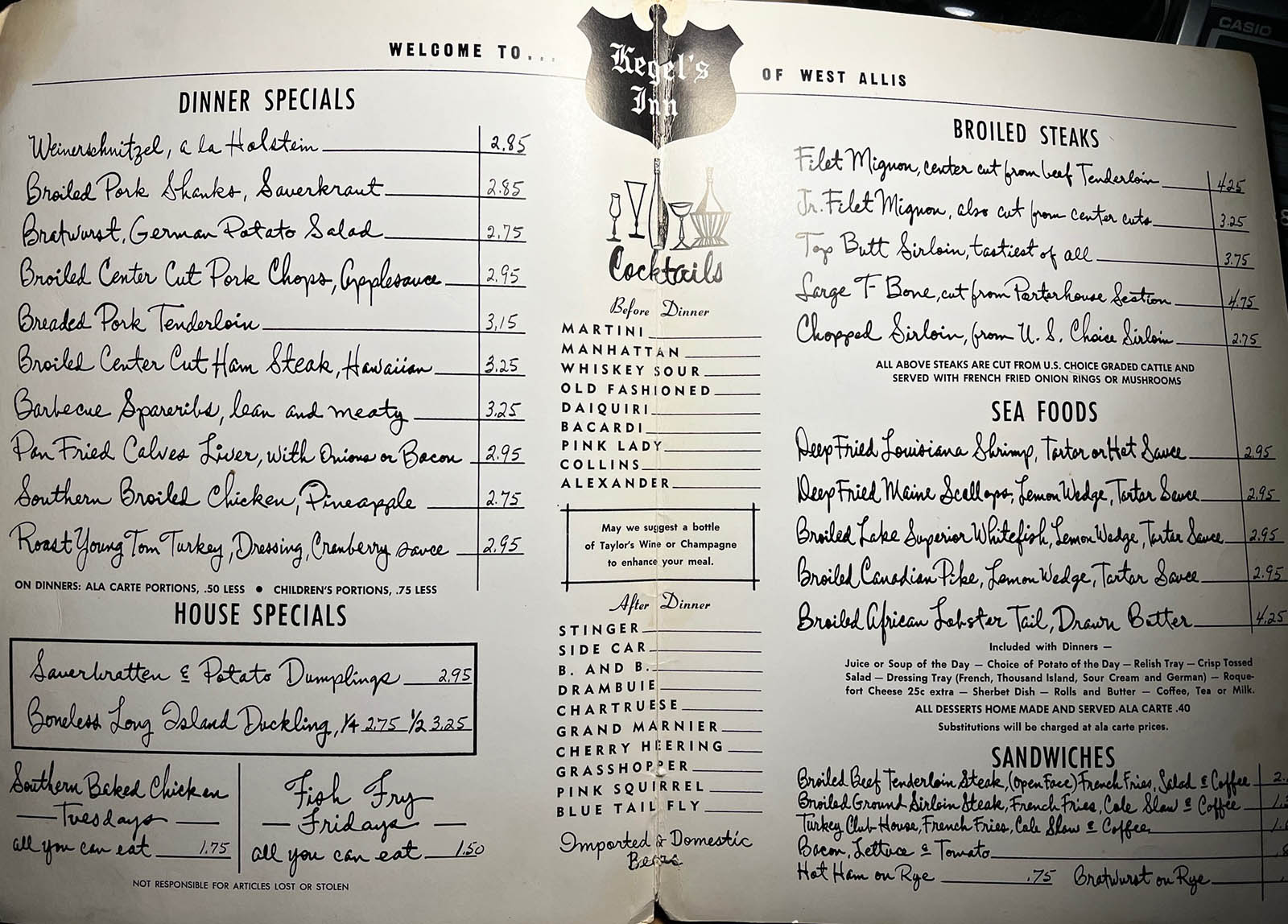 menu