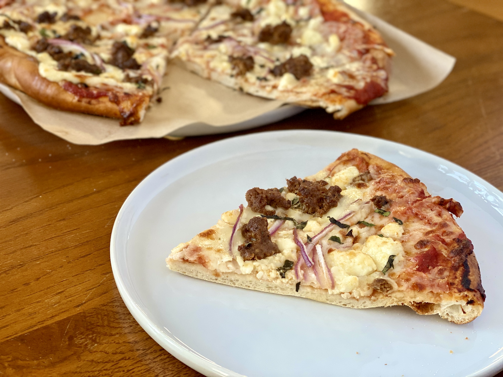 Lamb sausage pizza