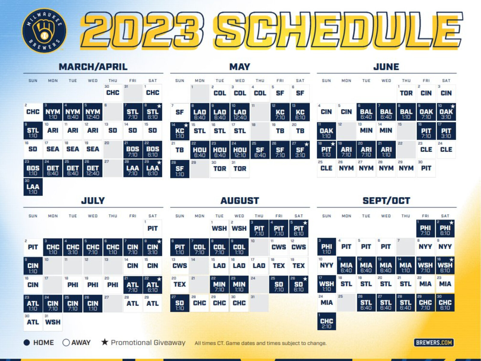 Milwaukee Brewers Schedule 2023 Printable Get Your Hands on Amazing