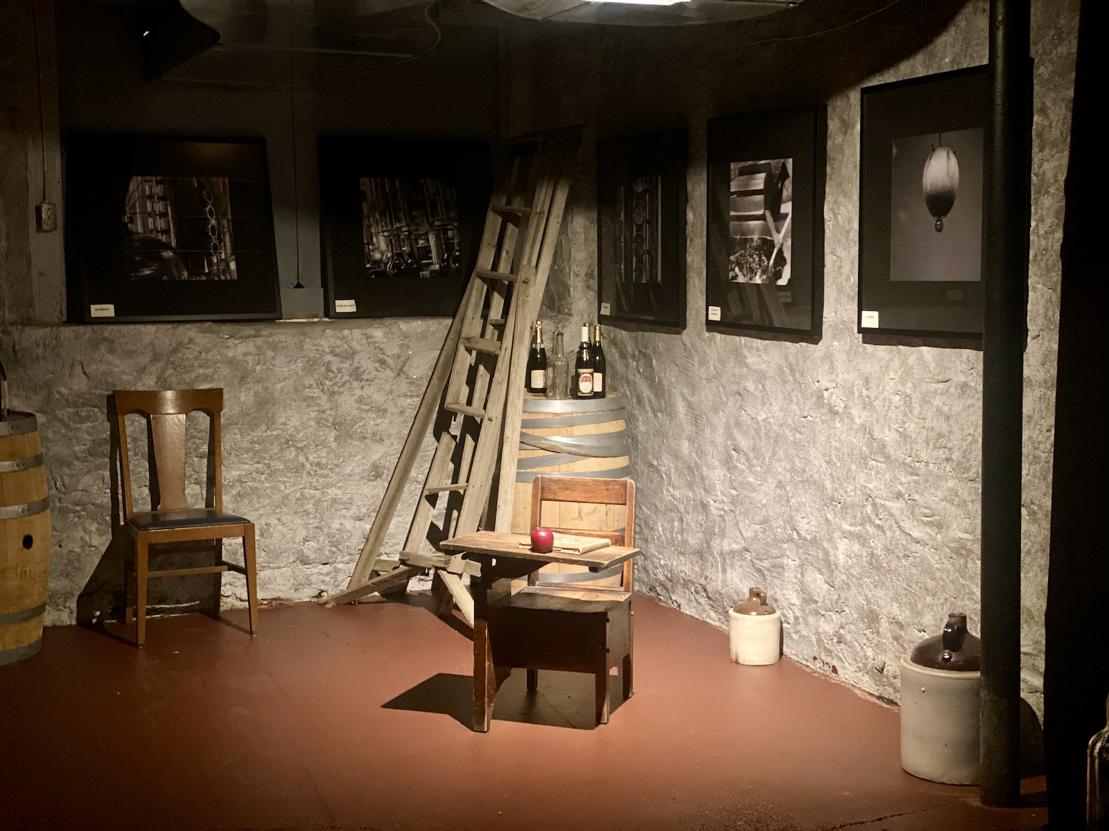 Desk in basement of Penninsula Winery, a former schoolhouse