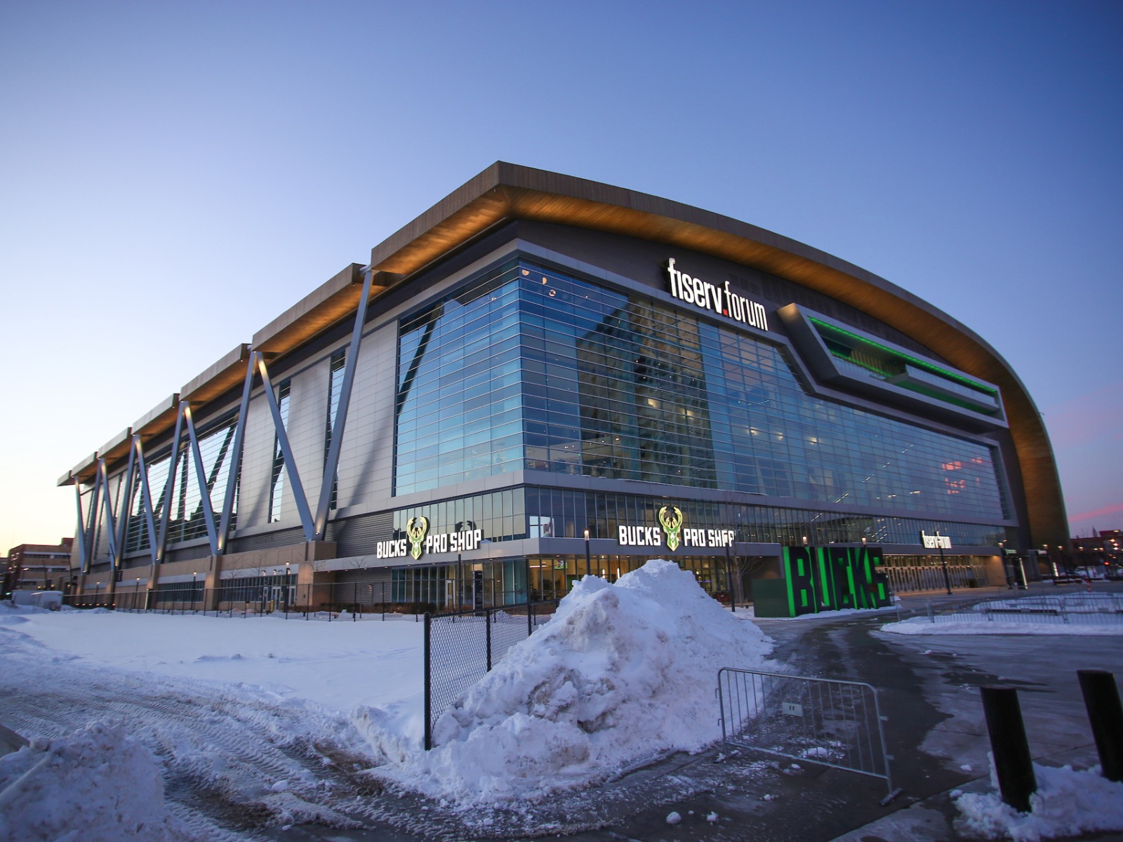 Fiserv Forum in the cold