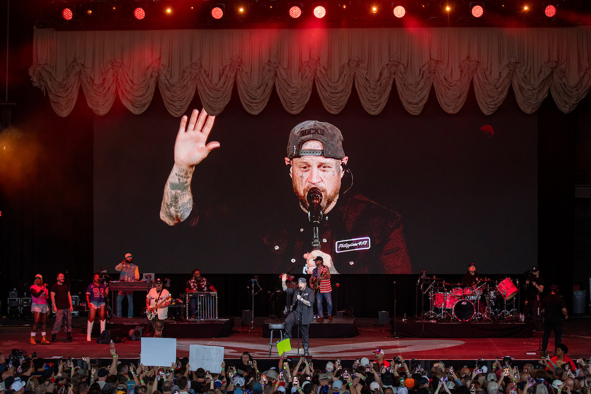 Jelly Roll performs at the American Family Insurance Amphitheater at Summerfest 2026. Photo by Dan Garcia.