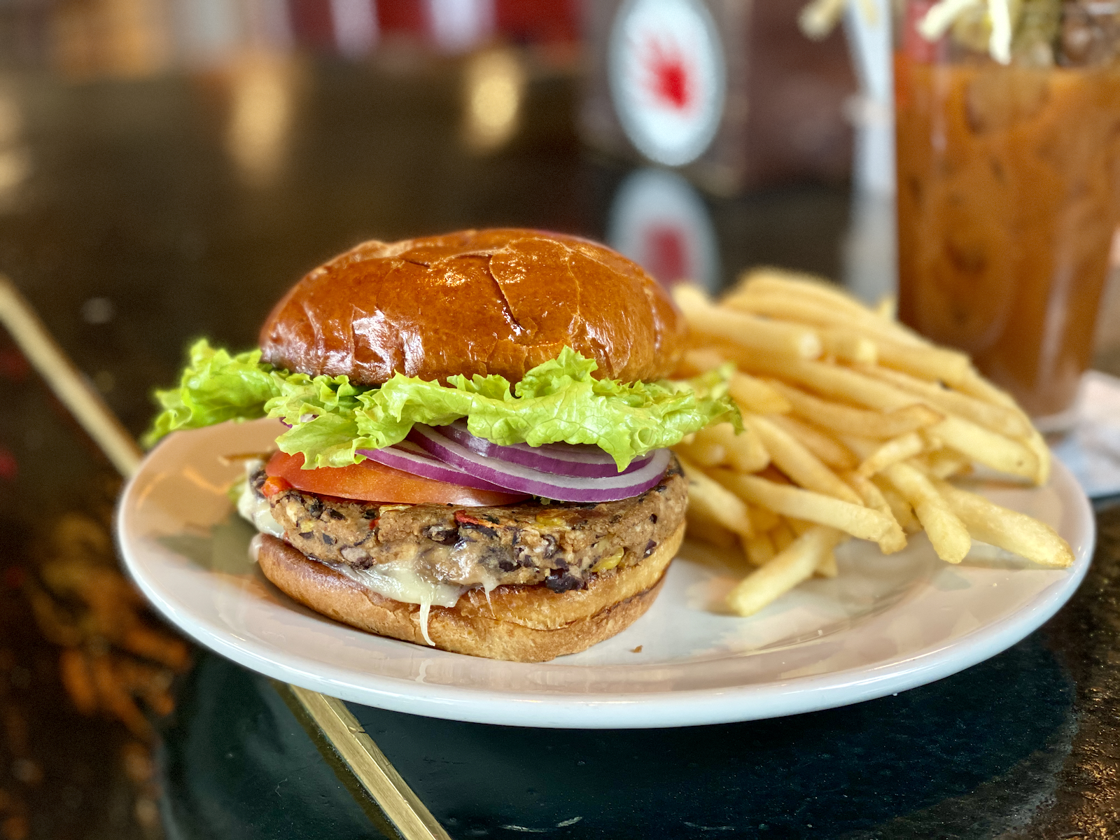 Black Bean Burger at The Wicked Hop