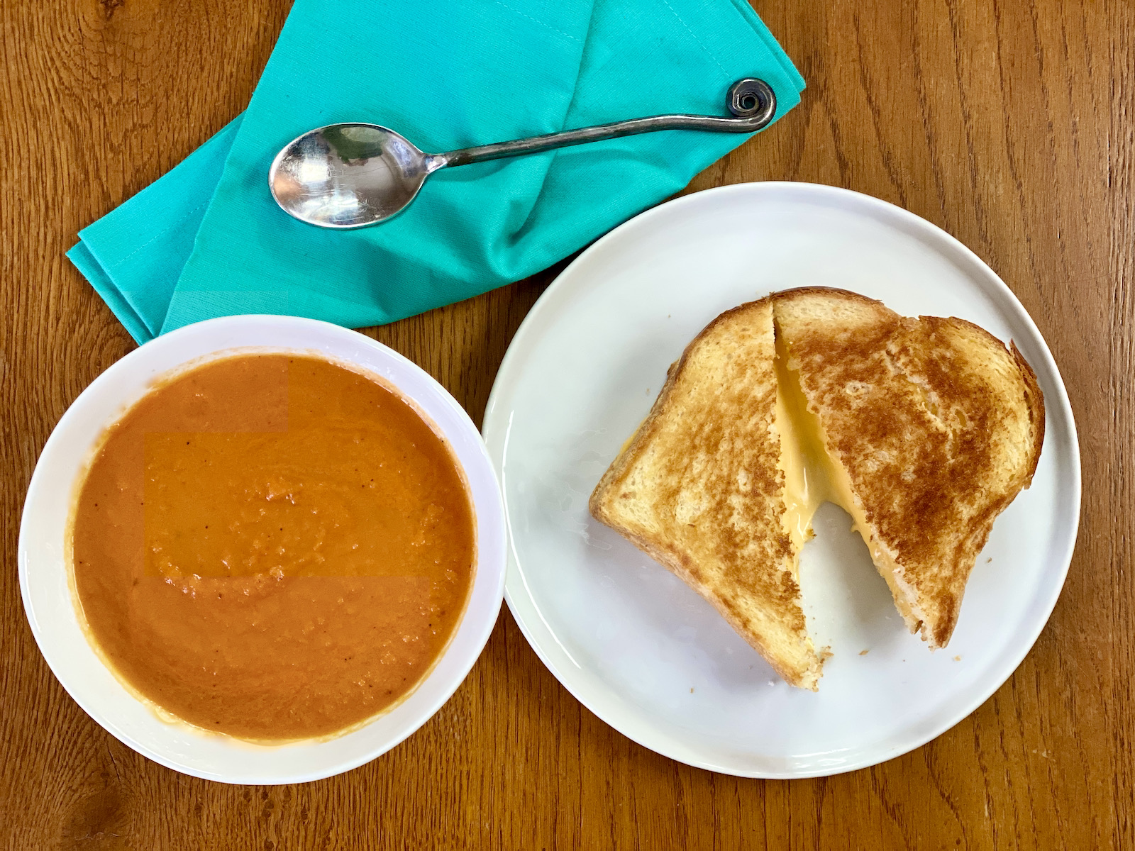 South Side Soups tomato bisque and a grilled cheese sandwich