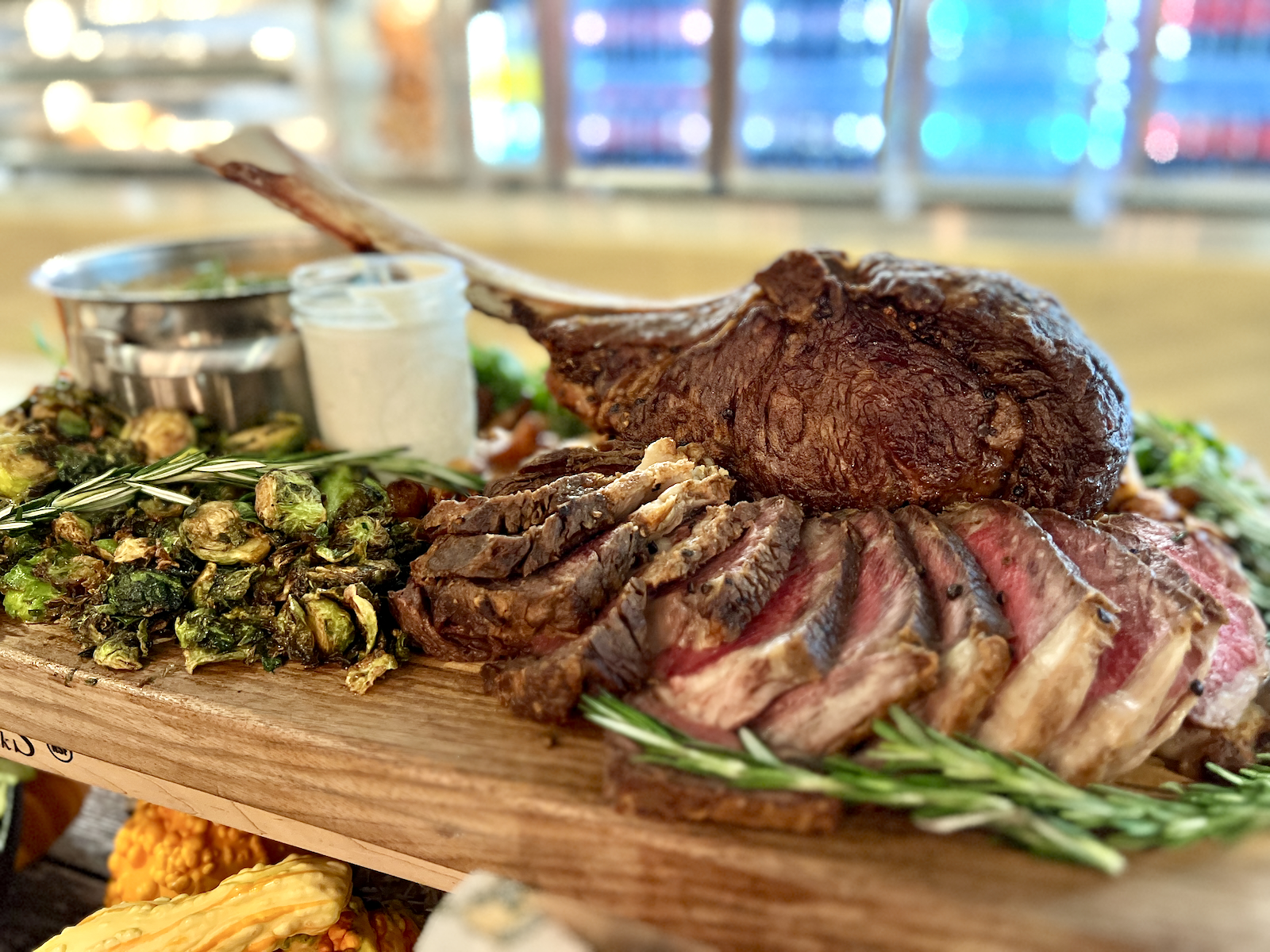 Tomahawk steak and sides