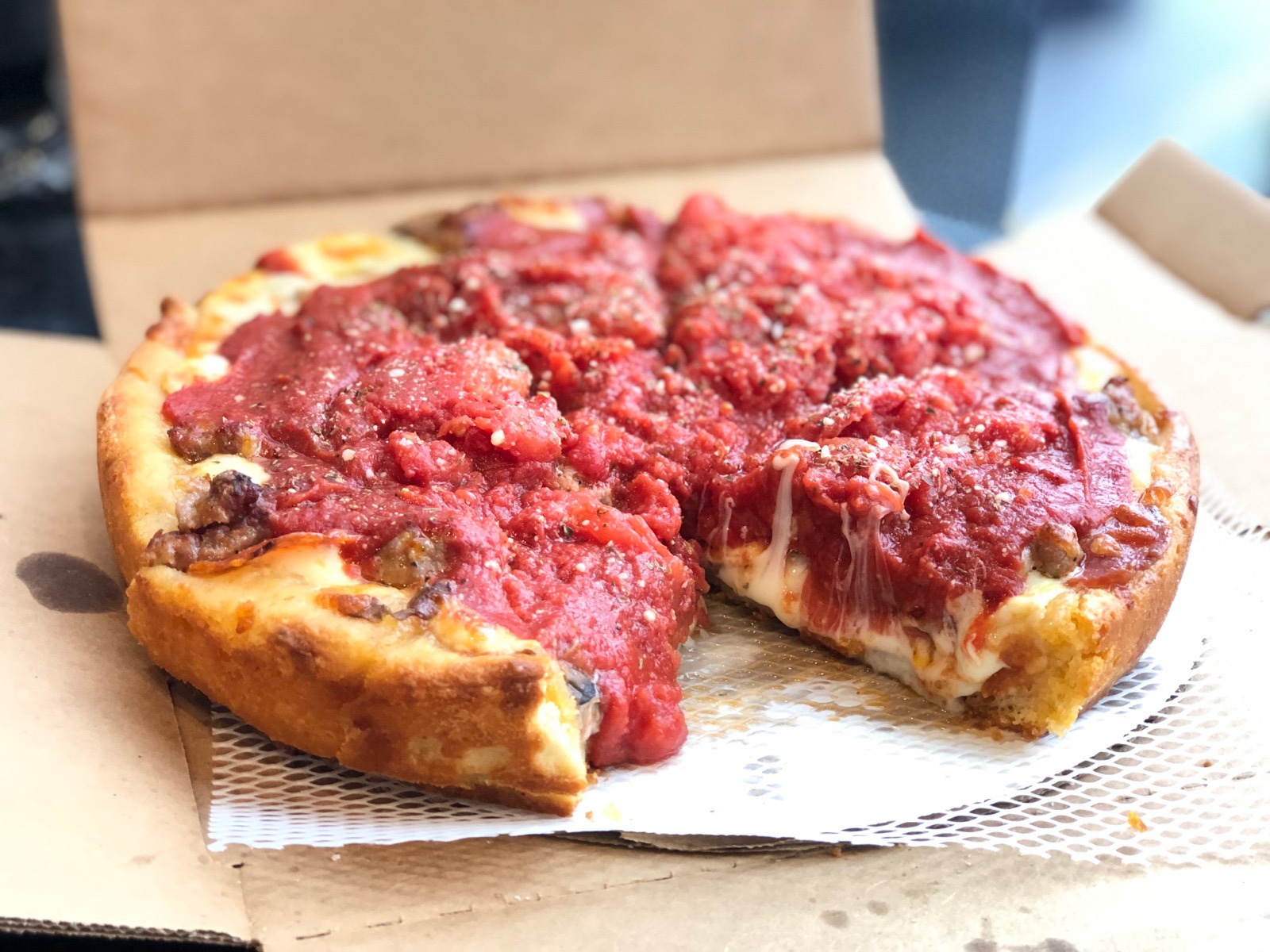 Chicago-style pizza, Origins, Description, Toppings, & Types