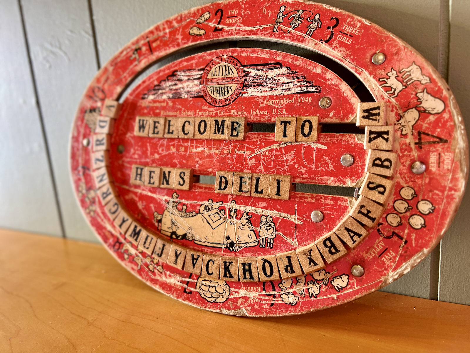 Welcome sign made with Scrabble pieces