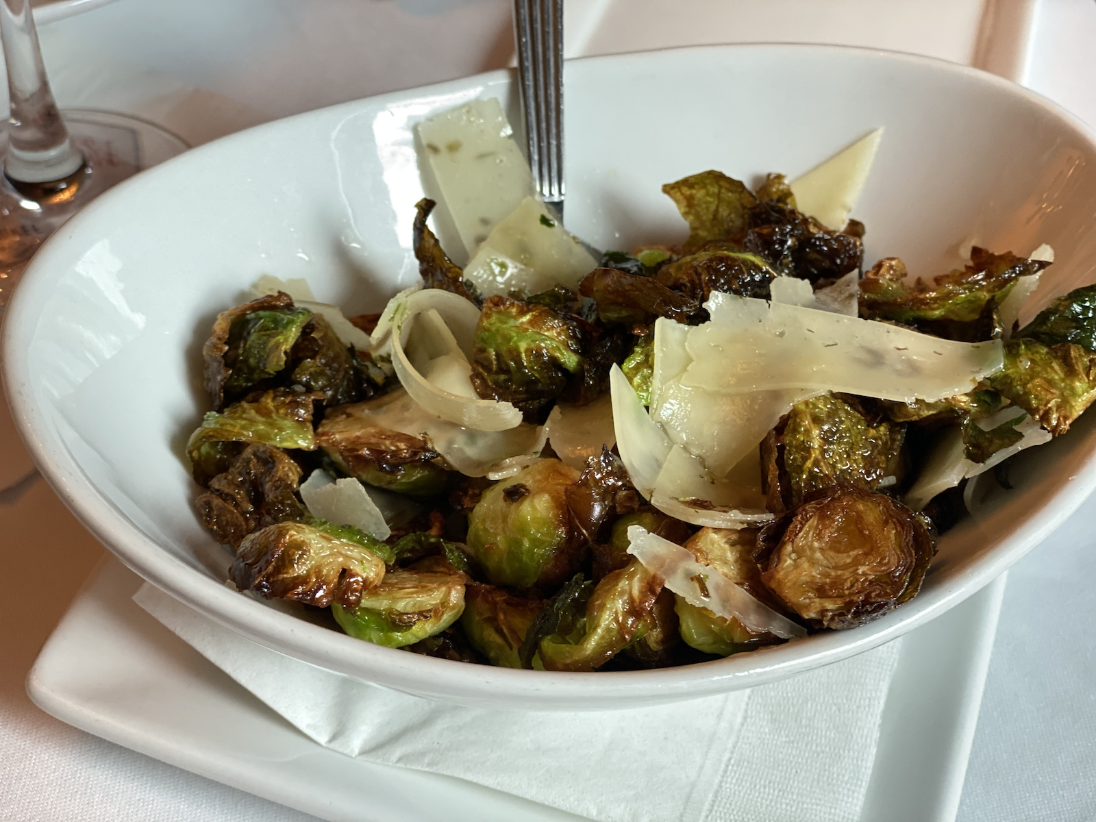 Fried brussels sprouts with honey and parmesan