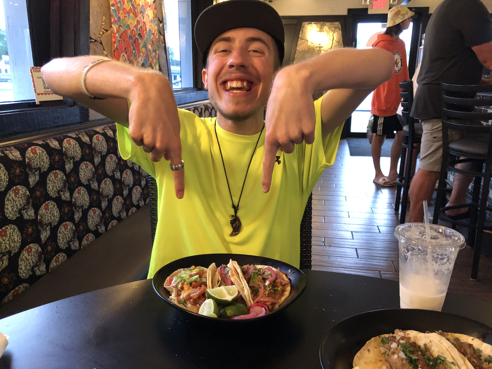 Dominic with his tacos