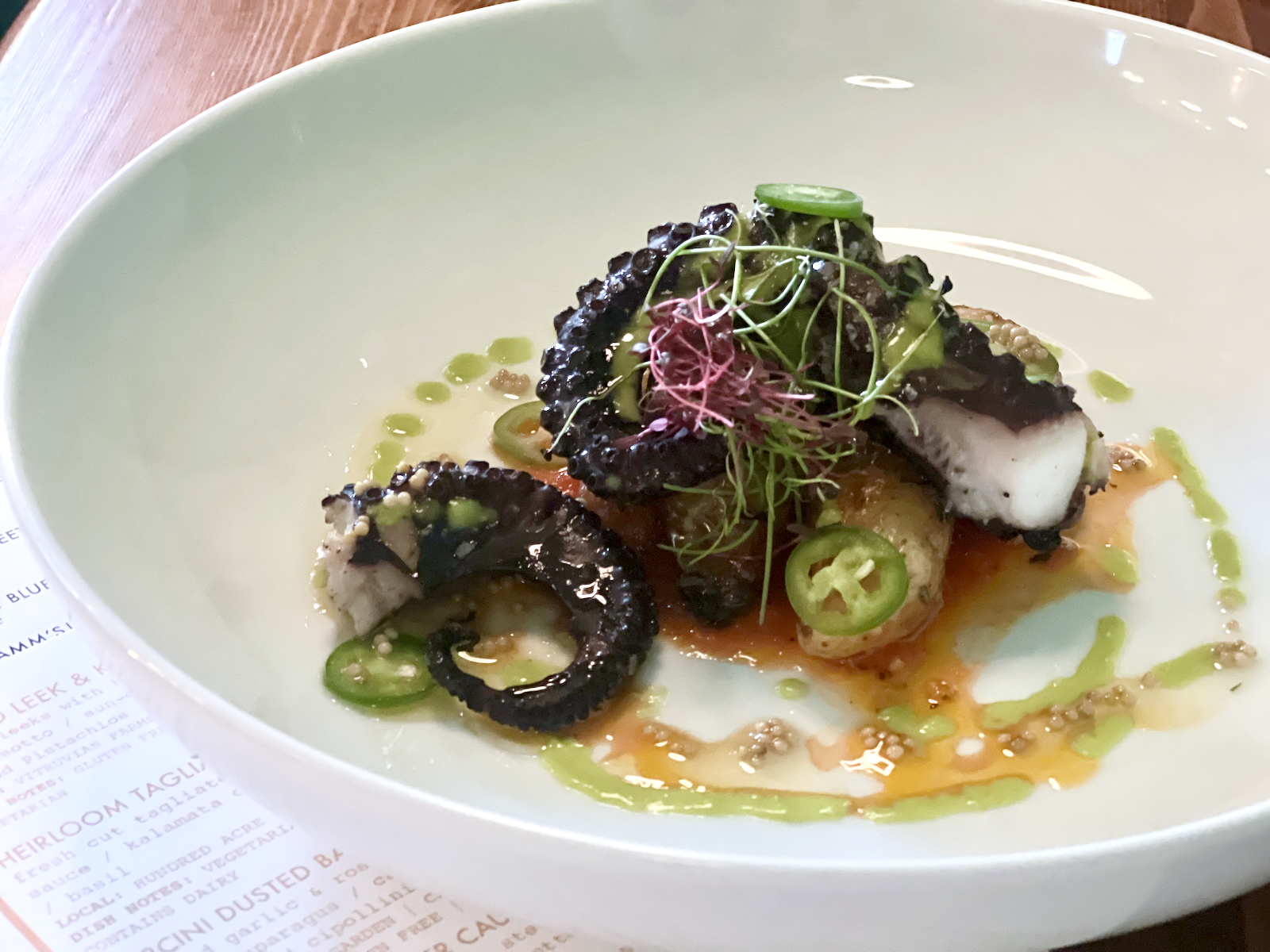 Charred Octopus is a new item at Heirloom