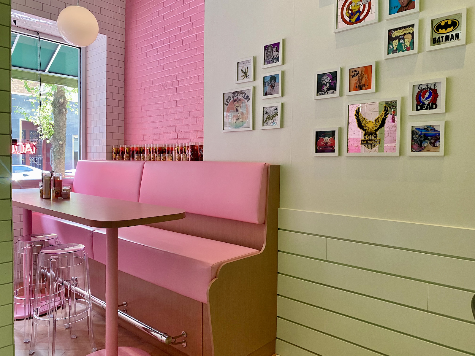 Sleek pink booths