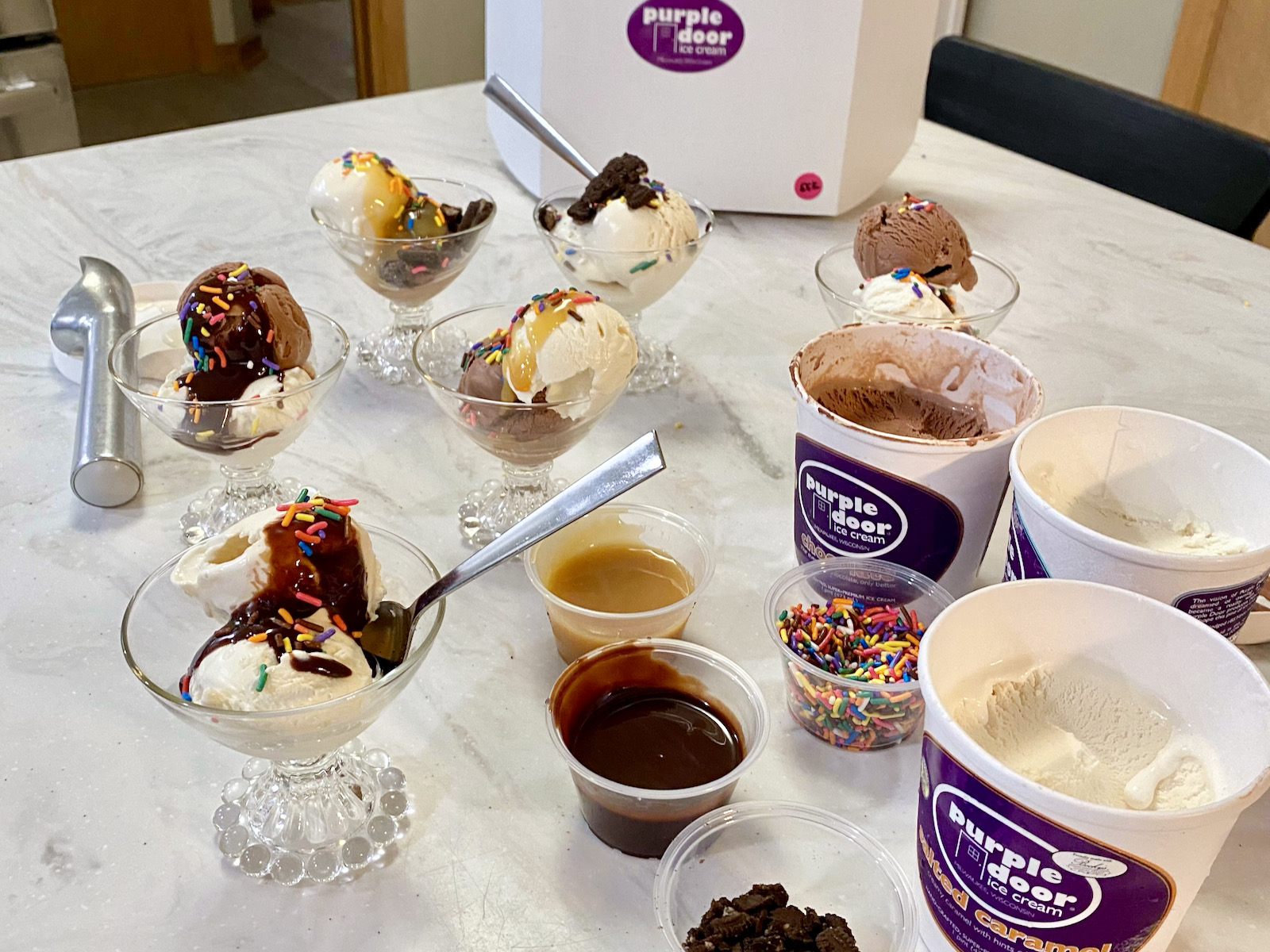 Purple Door Ice Cream sundae survival kit