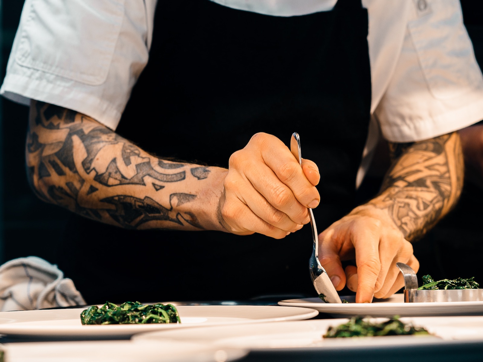 Chef plating dish